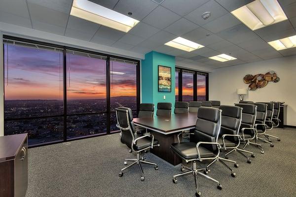 Large Conference Room ($100/hour). Have beautiful views of Downtown Los Angeles while hosting your business meeting or event.