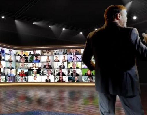 Full 3d virtual conference studios available with remote presenters broadcasted live to your audience.