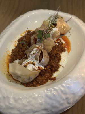 Mantu with beef