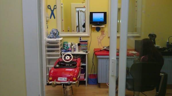 All Ages hair Salon...can I fit in that racing car? hmmm