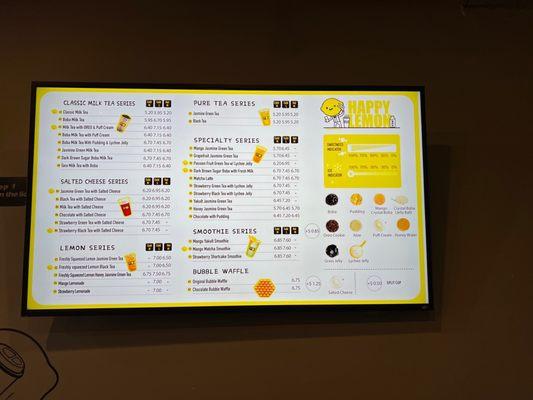 Menu as of Nov 2022