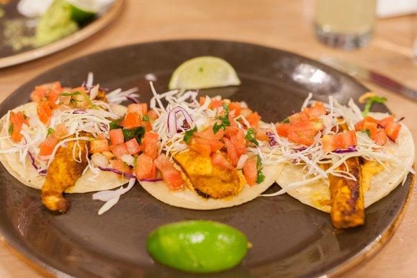 Mahi Mahi Tacos: Paprika aioli, shredded cabbage, pico de gallo