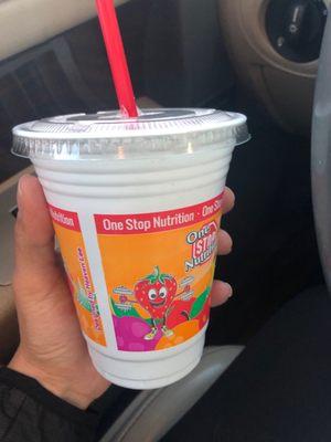 If you can't stomach a full smoothie ask for the kids cup!