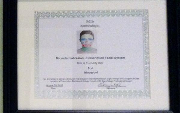 Microdermabrasion certificate