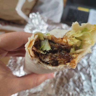 Jerk chicken wrap inside