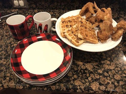 Christmas Chicken & Waffles! Perfect CHOICE! Our son is still bragging about my masterpiece!