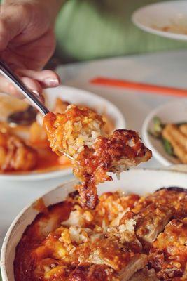 Baked chicken steak with rice