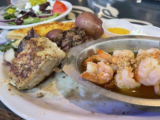 Steak, Mahi & Garlic Shrimp