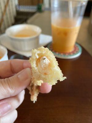 Tempura Shrimp that hasn't been cleaned properly.