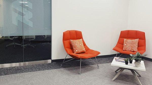 Front waiting area at the Swanson Russell office in Aksarben Village in Omaha, NE