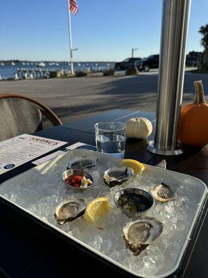 Oysters - Mystic. They decorated the table with pumpkins.