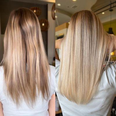 Before and after blonding by Denice @dnchair