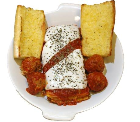 Meat Lasagna with Meatballs and Extra Bread