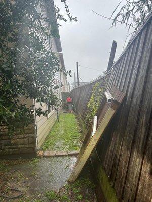 Fence damage during thunderstorm