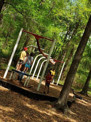 This zipline like equipment is located at the very back of the property.