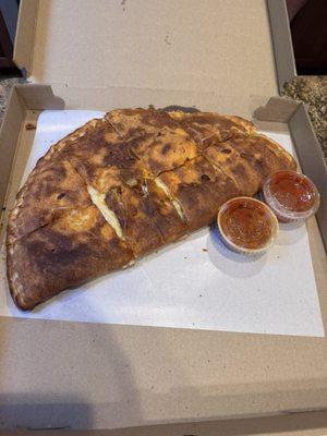 The large meatball and cheese calzone...was huge!!