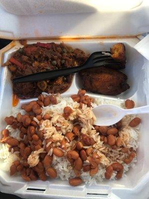 Ropa Vieja and side dishes ($16)