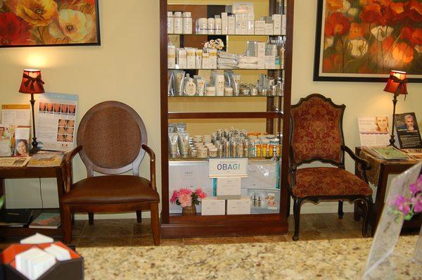 We carry Obagi Skin Care and La Quinta Medspa Skin Care Products.