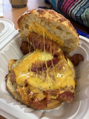 Bacon, egg, and cheese sandwich