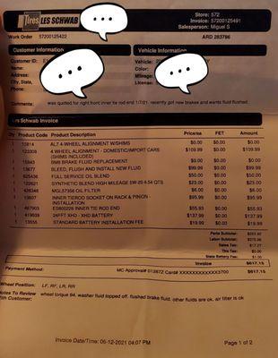 Our previous invoice, as shows, we liked the branch we used to go to and used their service a lot