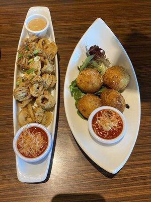 Calamari & Risotto Balls appetizer