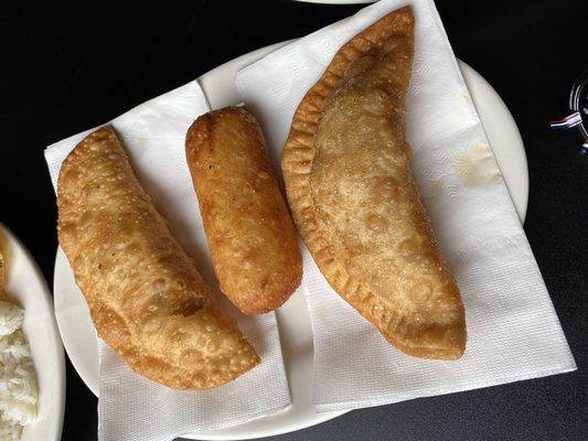 Beff/Cheese Empanada, Alcapuria (made of Yuca), Chicken Empanada