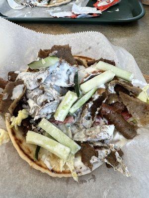 Lamb Gyro Sandwich - I had already taken several bites before I thought to take a photo. It's still loaded with meat and toppings.