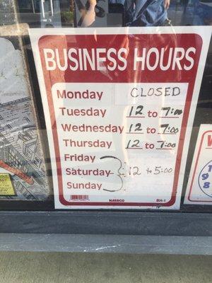 Hoping to help my neighbors out by getting the right store hours posted here...