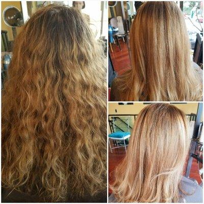 Beautiful balayage adds dimension and marries together old color and grown out roots