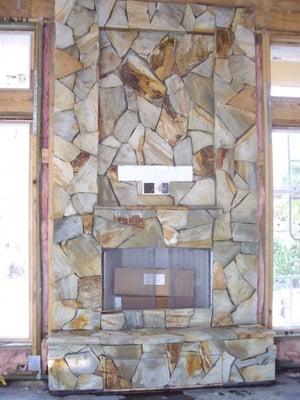 Flagstone fireplace