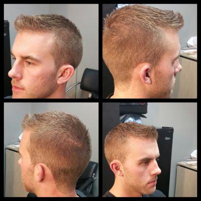 classic cut finger length on top, messy flip look