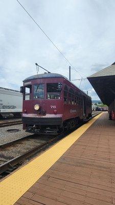 Outside operational trolley car