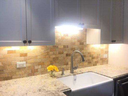 San Carlos job, Under counter kitchen lights brighten up a space