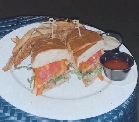 Salmon Sandwich & Fries