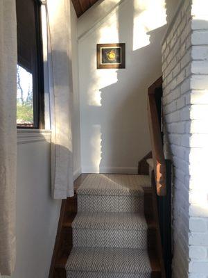 Looking up the stairs.