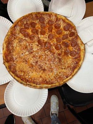 Half pepperoni and Half cheese.