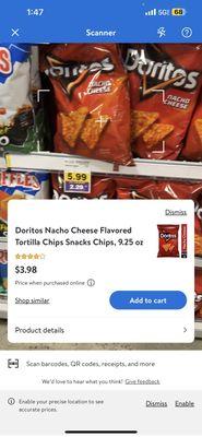 Price comparing with Walmart on chips. Huge price difference!