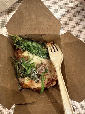 Sausage & Broccoli Rabe Pizza (what we got, plastic fork for size comparison)