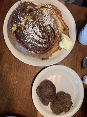 Cinnamon Roll French Toast + Sausage