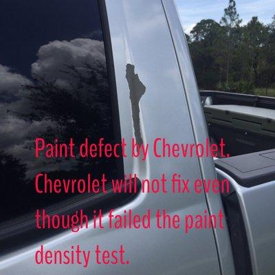 Paint defect! Failed the paint density test!