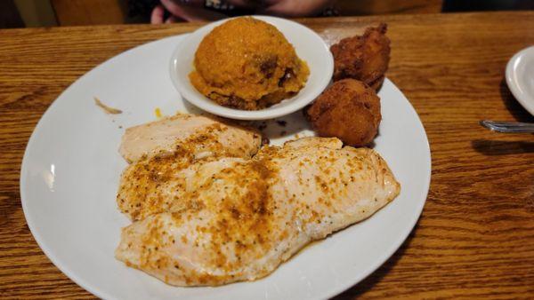 Fresh Fish - Salmon with sweet potato casserole.