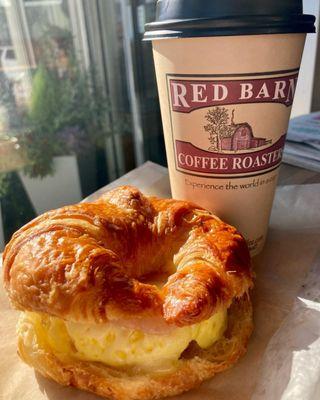 My Toasted Egg & Cheese Croissant & Freshly Brewed Flavor of the Day Autumns Delight