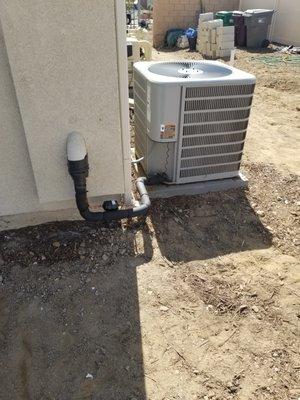 Relocated AC unit around corner of house for customer.