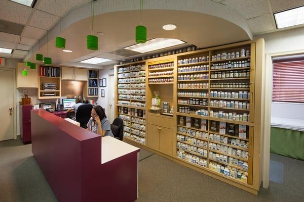 Our Front Desk and Herbal Pharmacy area