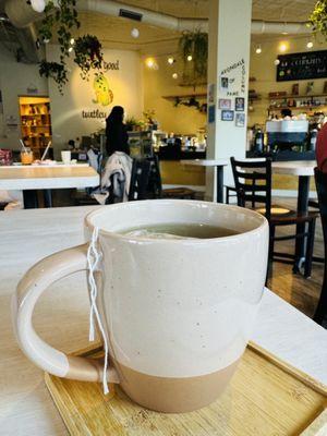 cozy cafe with loose chrysanthemum tea