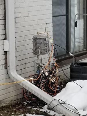 This is what the cable box for the building outside will look like, been like this for months, cables everywhere and no cover!