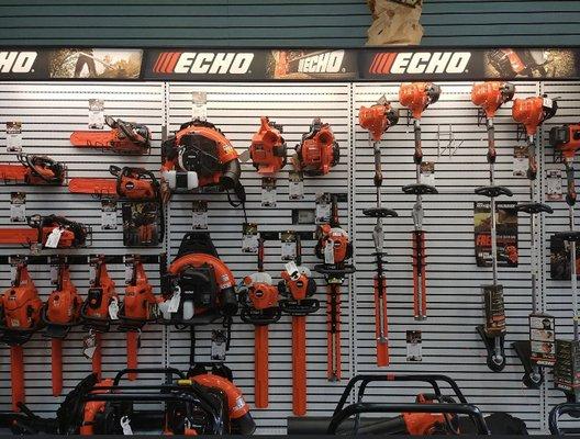 ECHO chainsaws, backpack blowers, line trimmers, and hedge trimmers.