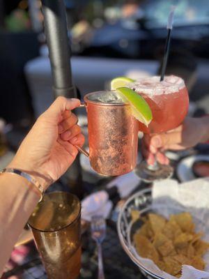 Panchito's mule and watermelon margarita