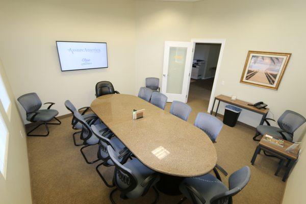 Spacious and comfortable
 closing rooms at Assure America Title Company