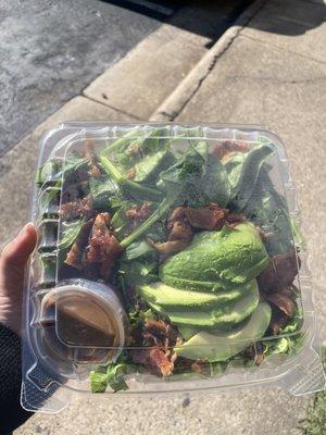 Spinach salad + bacon + avocado + Asian Toasted Sesame